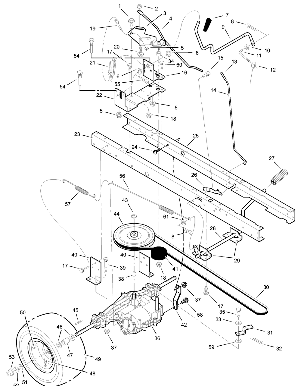Motion Drive Diagram and Parts List for 385012X68B 2003 Briggs and Stratton Lawn Tractor